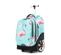 STD Skates & Wheels - Mochila/Trolley Porta Patines Transformable con Ruedas Grandes - Skates Pull & Carry Backpack or Rolling Bag (Big Flamingo)