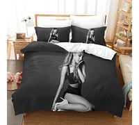 Ste-X Funda Nórdica con 2 Fundas De Almohada Juego De Cama Ariana Grande con Cremallera Juego De Cama De Microfibra De Doble Tamaño (Estilo 04,(180x220 cm)-Cama de 105/135)