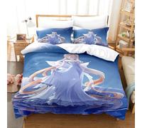 Ste-X Funda Nórdica De Algodón Egipcio De 120 Hilos, Juego De Cama Sailor Moon con Fundas De Almohada, Cremallera Metálica Lavable A Máquina ((150x200cm)-Cama de 90,Usagi Tsukino 03)