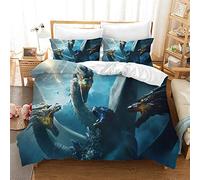 Ste-X Funda Nórdica Godzilla, Monstruo Dinosaurio Funda De Almohada Ropa De Cama Antiácaros Suave 15% Algodón + 85% Microfibra (Patrón 05,(180x220 cm)-Cama de 105/135)