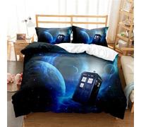 Ste-X Funda Nórdica para Niños Doctor Who De 3 Piezas, Juego De Cama Estampado con Cierre De Cremallera, Funda De Edredón Reversible Blanca para Niños ((220x 240cm)-Cama de 150/160,DW 04)