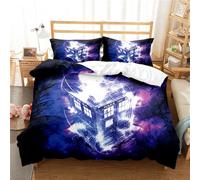 Ste-X Funda Nórdica para Niños Doctor Who De 3 Piezas, Juego De Cama Estampado con Cierre De Cremallera, Funda De Edredón Reversible Blanca para Niños ((150x200cm)-Cama de 90,DW 01)