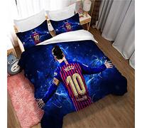 Ste-X Juego De Cama Person con Funda Nórdica Y Fundas De Almohada De Microfibra, Juego De Cama Lionel Messi para Niños ((180x220 cm)-Cama de 105/135,Estilo 04)