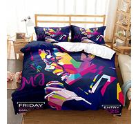 Ste-X Juego De Funda De Edredón De 3 Uds., Juego De Cama De Michael Jackson, Funda De Edredón Suave De Fácil Cuidado para Adolescentes, Niñas Y Niños, Reversible ((150x200cm)-Cama de 90,MJ 05)
