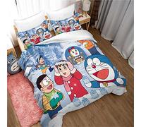 Ste-X Juego De Funda De Edredón Doraemon Dreamland De Bambú 100% Natural con Cremallera, Ropa De Cama Fresca Y Suave, Cuidado De La Piel ((220x 240cm)-Cama de 150/160,Doraemon 02)