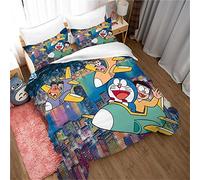 Ste-X Juego De Funda Nórdica Doraemon Dreamland, 100% Algodón De Fibra Larga, Juego De Cama Transpirable, Peso Ligero con Cierre De Botón Oculto ((180x220 cm)-Cama de 105/135,Doraemon 02)