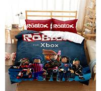 Ste-X Juego De Funda Nórdica Individual Roblox De 200 Hilos, 100% De Algodón Egipcio, Calidad De Hotel, Ultrasuave, Antialérgico, De Lujo ((150x200cm)-Cama de 90,Roblox 05)