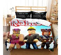 Ste-X Juego De Funda Nórdica Roblox con Fundas De Almohada A Juego 120 Hilos Funda Protectora De Edredón Garantizada Colección De Ropa De Cama Premium ((220x 240cm)-Cama de 150/160,Roblox 04)