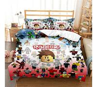 Ste-X Juego De Funda Nórdica Roblox con Fundas De Almohada A Juego 120 Hilos Funda Protectora De Edredón Garantizada Colección De Ropa De Cama Premium ((180x220 cm)-Cama de 105/135,Roblox 03)