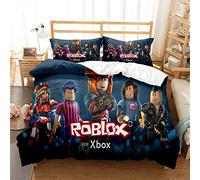 Ste-X Juego De Funda Nórdica Roblox con Fundas De Almohada A Juego 120 Hilos Funda Protectora De Edredón Garantizada Colección De Ropa De Cama Premium ((150x200cm)-Cama de 90,Roblox 02)