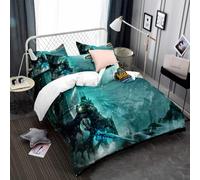 Ste-X Juego De Funda Nórdica World of Warcraft Lich King, Rojo Y Azul, Incluye 2 Fundas De Almohada ((150x200cm)-Cama de 90,LK 04)