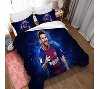Ste-X Lionel Messi Juego De Cama Funda Nórdica, Juego De Cama Edredón Y Fundas De Almohada De Microfibra Aficionados Impresos ((150x200cm)-Cama de 90,Estilo 07)