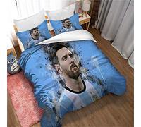 Ste-X Lionel Messi Juego De Cama Funda Nórdica, Juego De Cama Edredón Y Fundas De Almohada De Microfibra Aficionados Impresos ((180x220 cm)-Cama de 105/135,Estilo 06)