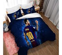 Ste-X Lionel Messi Juego De Cama Funda Nórdica, Juego De Cama Edredón Y Fundas De Almohada De Microfibra Aficionados Impresos ((180x220 cm)-Cama de 105/135,Estilo 05)