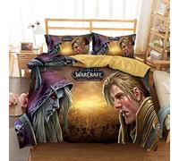 Ste-X Ropa De Cama 200X200, Juego De Funda Nórdica World of Warcraft Y 2 Fundas De Almohada 80x80cm, Juego De Cama Suave Y Esponjoso De 3 Piezas con Cremallera ((150x200cm)-Cama de 90,Guerra 06)