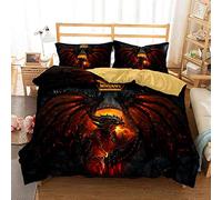 Ste-X Ropa De Cama 200X200, Juego De Funda Nórdica World of Warcraft Y 2 Fundas De Almohada 80x80cm, Juego De Cama Suave Y Esponjoso De 3 Piezas con Cremallera ((150x200cm)-Cama de 90,Guerra 08)