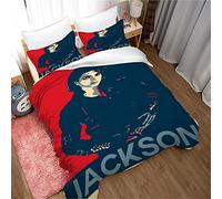 Ste-X Ropa De Cama 200X200, Michael Jackson, Idol Singer Juego De Funda Nórdica Y 2 Fundas De Almohada 80x80cm, 3 Piezas Soft Fluffy ((220x 240cm)-Cama de 150/160,patrón 03)