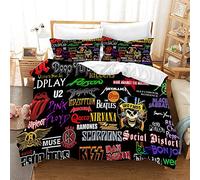 Ste-X The Will of Rock Music Panel Multi Color All Season Funda Nórdica De Lujo Suave Edredón Juego De Cama con Funda De Almohada ((150x200cm)-Cama de 90,Estilo 05)