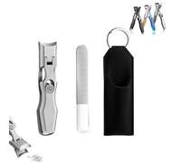 Steadily Nail Clippers, Portable Ultra Sharp Nail Clipper, Stainless Steel Splashless Nail Clippers, Professional Nail Clippers, Multifunctional Nail Clippers(Silver with Leather Sheath)
