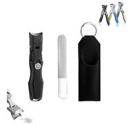Steadily Nail Clippers, Portable Ultra Sharp Nail Clipper, Stainless Steel Splashless Nail Clippers, Professional Nail Clippers, Multifunctional Nail Clippers(Black With Leather Sheath)