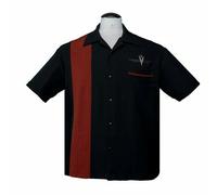 Steady Clothing V8 Clásico Negro Óxido Bolos Rockabilly Camisa ST35613
