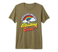 Stealing Hearts & Blasting Farts Funny Rainbow Valentines Camiseta Premium