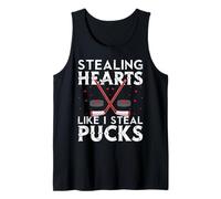 Stealing Hearts Like I Steal Pucks Valentines Hockey Camiseta sin Mangas