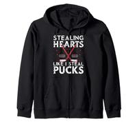 Stealing Hearts Like I Steal Pucks Valentines Hockey Sudadera con Capucha