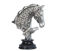 StealStreet SS-G-11680 Estatua de caballo de padre e hijo grabada en tono plateado de 25 cm
