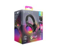 STEALTH RADAR - Auriculares para juegos iluminados, color negro brillante, compatibles con consolas de juegos, móviles y PC