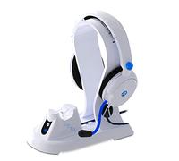 STEALTH SP-C160V PS5 Estación de juego - Cascos gaming, soporte de auriculares, plataforma de almacenamiento, base de carga y cable trenzado USB para jugar y cargar