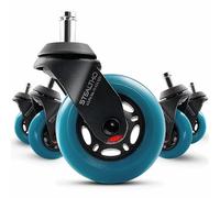 Stealtho Advanced - Juego de 5 ruedas resistentes, protección silenciosa, alfombras de madera dura, no necesita alfombrilla, repuesto estándar de poliuretano azul