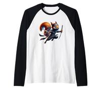 Stealthy Ninja Ardilla con Espadas Camiseta Manga Raglan
