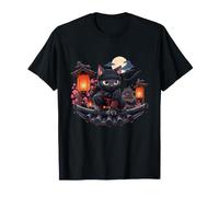 Stealthy Ninja Cat Templo Japonés Luna Guerrero Camiseta