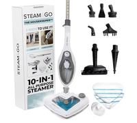 Steam and Go Mopa de vapor 10 en 1, vaporizador de piso con cámara de detergente y mango desmontable para lechada de azulejos, ropa, muebles, madera dura, tapicería y alfombras, limpiador de vapor de