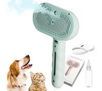 Steam Brush for Dogs, 2025 New Chewy Viral Steam Brush, 3 In 1 Rechargeable Steam Cat Brush Self Cleaning Dog Brush for Long and Short Hair Dogs, Remove Tangled Loose Hair (Green)