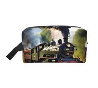 Steam Little Train - Bolsa de cosméticos de gran capacidad para mujeres, bolsa de aseo para hombre, bolsa de aseo de viaje, White, Talla única