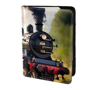 Steam Little Train - Soporte para pasaporte con impresión de tren, artículos esenciales de viaje, cartera antirrobo para tarjetas y pasaportes, tamaño para adaptarse a todos los pasaportes estándar