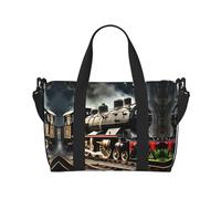 Steam Locomotora Train - Bolsa de viaje para mujer, bolsa de mano grande para fin de semana, bolsa de entrenamiento para gimnasio, bolsa de hospital para mamá, Black, Talla única