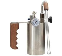 Steam Milk Foam Machine,Coffee Latte Art Milk Foam Machine, Stainless Steel Kettle,With Air Pressure Gauge and Wooden Handle,for Open Flame, Induction Hob Heating