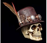 Steam Punk Calavera Figura con sombrero y Muelle - Cráneo Calavera Cráneo Gótico decorativo