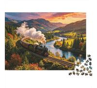 Steam Train 1000 Piece Puzzle Papel reciclable Autumn Countryside Senior Puzzles Party Accesorios de Juego Great Regalo Idea for Mujeres and Hombres Both 38x26cm/1000pcs