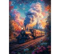 Steam Train 300 Piece Jigsaw Puzzles for Adults, Colourful, Challenging & Brainteasing Adult Puzzles 300 Pieces Night, Fun jigsaws for The Whole Family 16x11 Inch