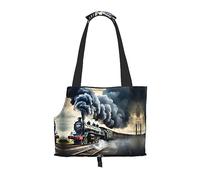 Steam Train Clouds Print Puppy Carrier Walking Dog Bags Pets Dogs Carrier Bags for Small Dogs and Cat and Rabbit