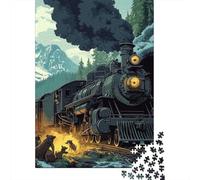 Steam Train Jigsaw Puzzles Puzzle for Adults Kids. 1000 Pieces Great Gifts Challenge Toy Educational Games Home Decoration for Adults& Kids Age 14 Years Up 1000pcs (75x50cm)