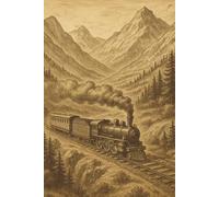 Steam Train Notebook: Vintage Mountain Railway Silhouette Journal: A Lined Writing Book with Classic Black and Cream Artwork for Enthusiasts and Collectors
