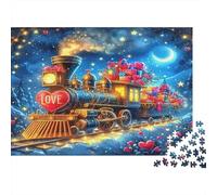Steam Train Puzzle 1000 Piezas Reciclable Paper Love Theme Adulto Puzzles Accesorios de Juegos de Fiesta Developing Niños‘s Intelligence Educational 52x38cm/1000pcs
