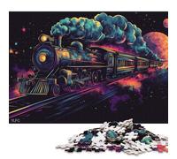 Steam Train Puzzle Difficult Challenge 100 Percent Recycled Cardboard Jigsaw Puzzle for Kids and Adults Age 12 Years Up Halloween Gifts 38x26cm/1000pcs