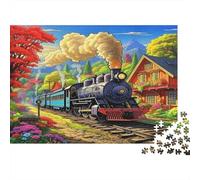 Steam Train Puzzle para Adultos 1000 Pieza Reciclable Vintage Train Adulto Mayor Puzzles Difícil y Desafiante Relieve Senile Dementia Actividad 52x38cm/1000pcs