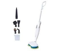 STEAM TWISTER/STEAM SPINNER - TELESHOPPING - VENTEO - Escoba de vapor automático - Doble cabezal giratorio - Vapor hasta 120 °C - Disco de microfibra lavable - 8 accesorios